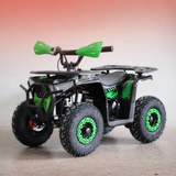 Green and black ATV on a gradient background