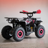 Black and red ATV with pink wheels on a gray background