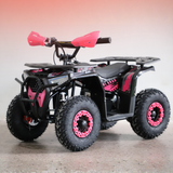 Black and pink ATV on a gray surface with a gradient background