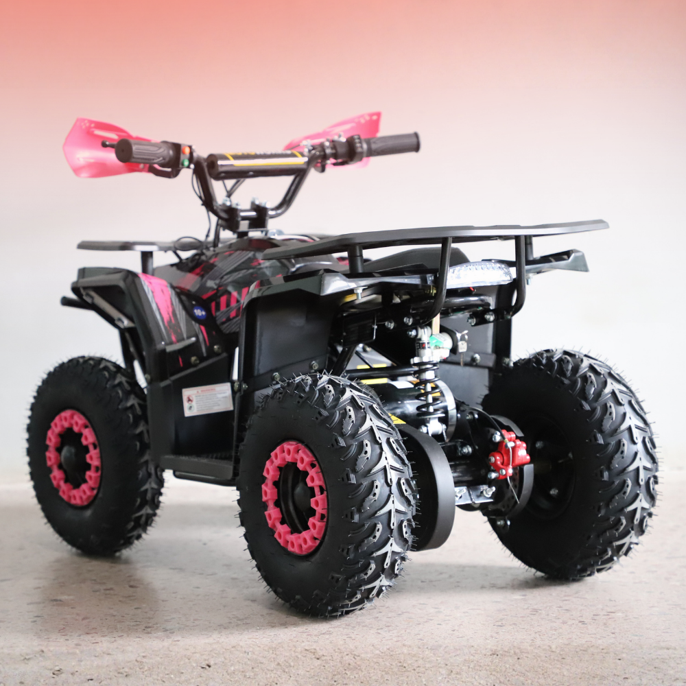 Black and pink ATV on a light gray background
