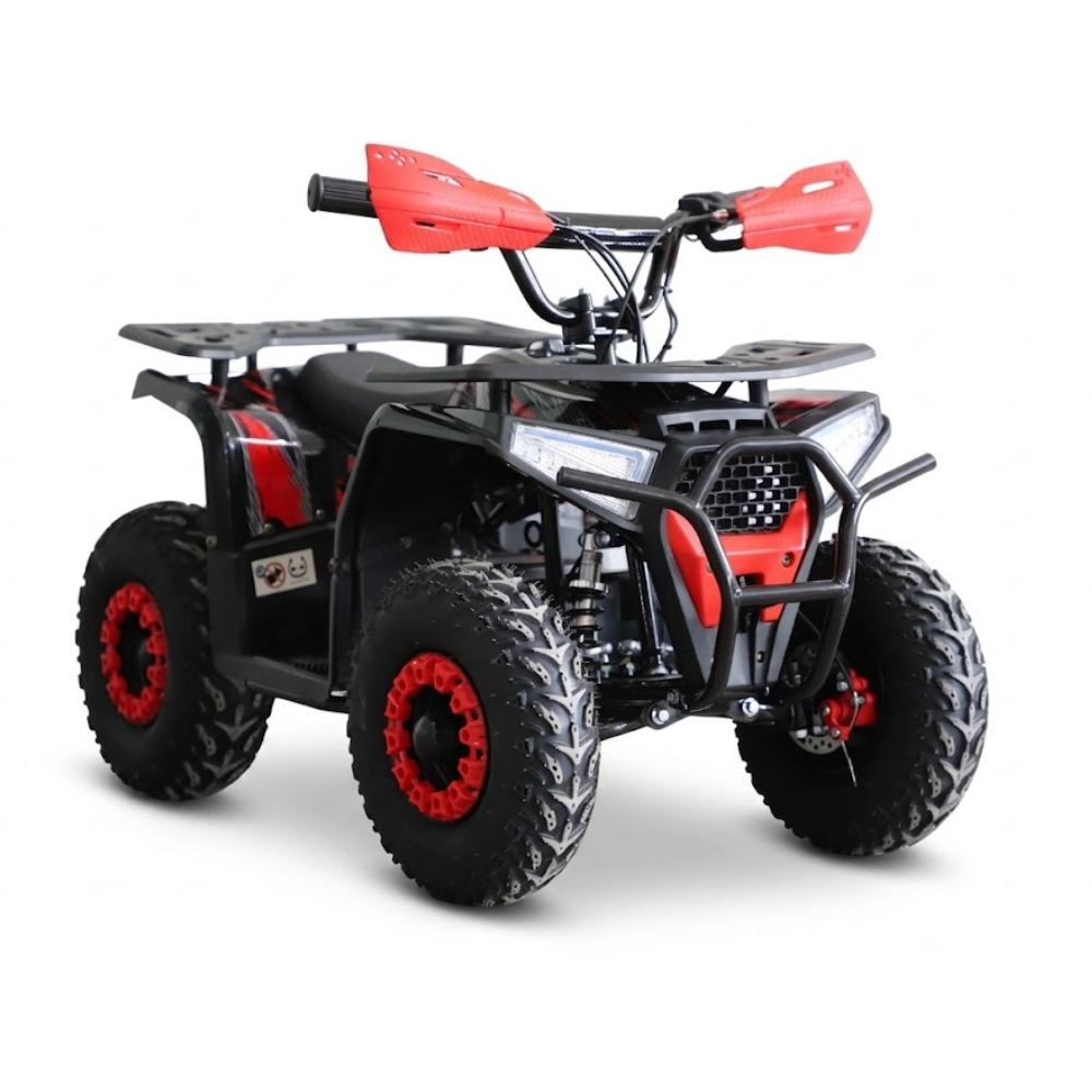 Black and red ATV on a white background