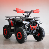 Black and red ATV on a gray background