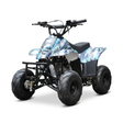 Motoworks 110cc Petrol-Powered Sports F1 Kids Quad Bike - Blue on white background