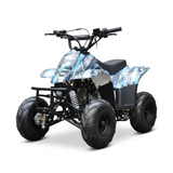 Motoworks 110cc Petrol-Powered Sports F1 Kids Quad Bike - Blue on white background
