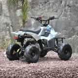 Rear side view of Motoworks 110cc Petrol-Powered Sports F1 Kids Quad Bike - Blue
