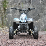 Front view of Motoworks 110cc Petrol-Powered Sports F1 Kids Quad Bike - Blue