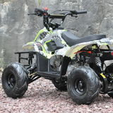 Side view of Motoworks 110cc Petrol-Powered Sports F1 Kids Quad Bike - Green