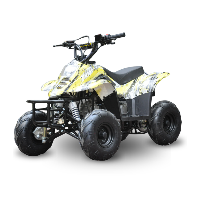 Motoworks 110cc Petrol-Powered Sports F1 Kids Quad Bike - Yellow on white background