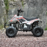 Side view of Motoworks 110cc Petrol-Powered Sports F1 Kids Quad Bike - Red
