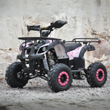 The same quad bike photographed outdoors from a front-left angle.

