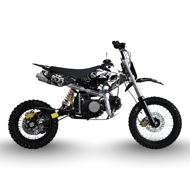 Black and white motorcycle on white background