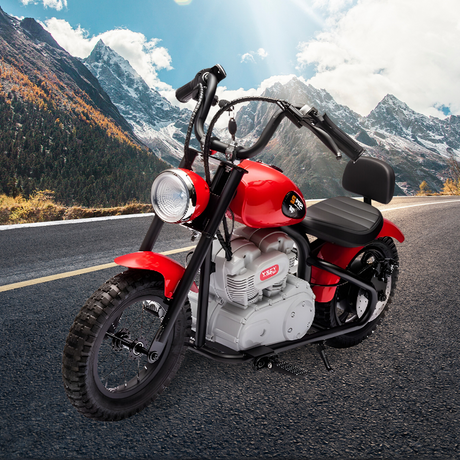 A photo of the motorcycle placed outdoors on a road, with a scenic mountain landscape in the background, highlighting its rugged and adventurous appeal.