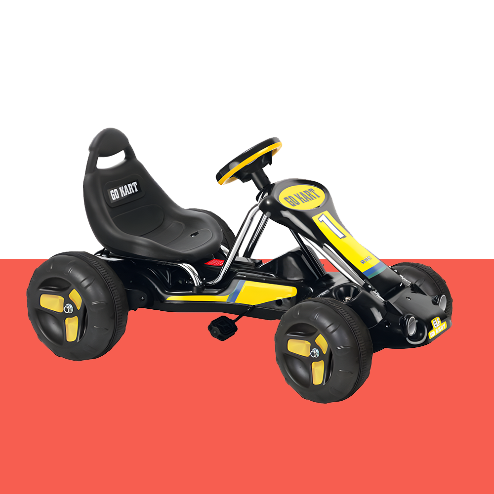 New Aim 4-Wheel Kids Pedal Powered Go-Kart - Black