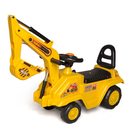 New Aim Kids Ride-On Excavator with Dual Operation Levers to Scoop - Yellow