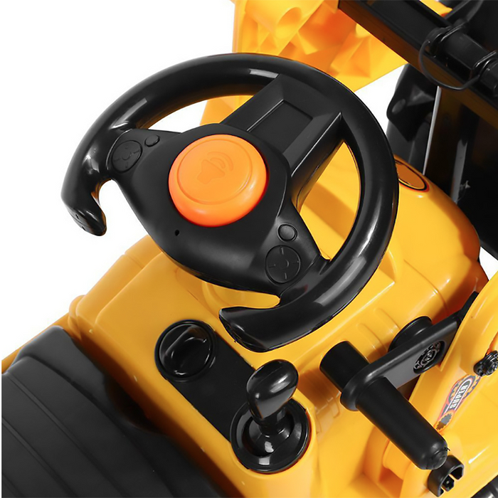 steering wheel of New Aim Kids Ride On Interactive Toy Digger with Gear Stick Scoop - Yellow