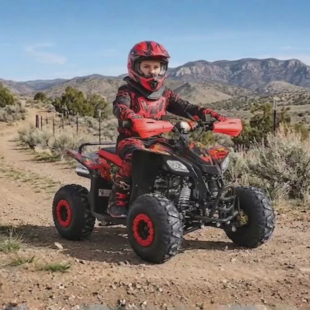 Motoworks 110cc Sports Pro Petrol Powered Quad Bike - Red