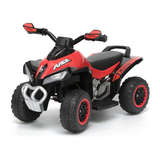 Red and black toy ATV on a white background