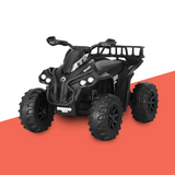 front view of Rigo 12v Kids Electric ATV Quad Bike Ride On with Storage Rack - Black