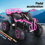 pedal acceleration of Rigo 12v Kids Electric ATV Quad Bike Ride On with Storage Rack - Pink