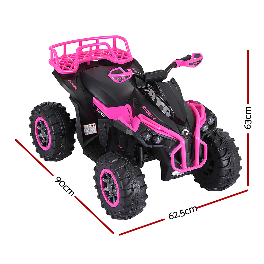 dimensions of Rigo 12v Kids Electric ATV Quad Bike Ride On with Storage Rack - Pink