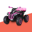 side view Rigo 12v Kids Electric ATV Quad Bike Ride On with Storage Rack - Pink