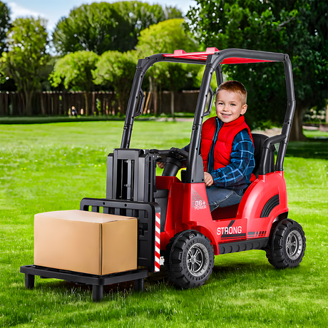 Rigo 12v Kids Electric Forklift Loader Ride On Car with Remote - Red