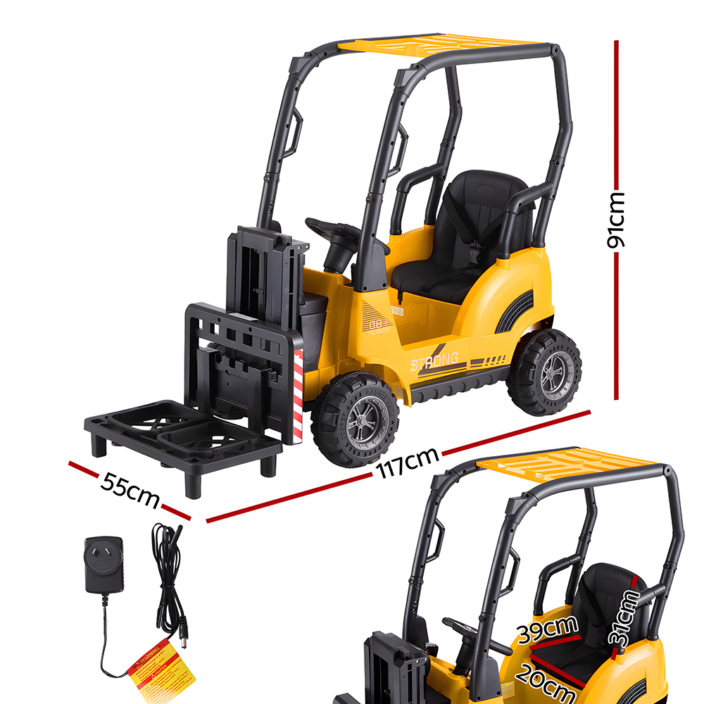 dimensions of Rigo 12v Kids Electric Forklift Loader Ride On Car with Remote - Yellow