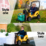 kids riding on Rigo 12v Kids Electric Forklift Loader Ride On Car with Remote - Yellow