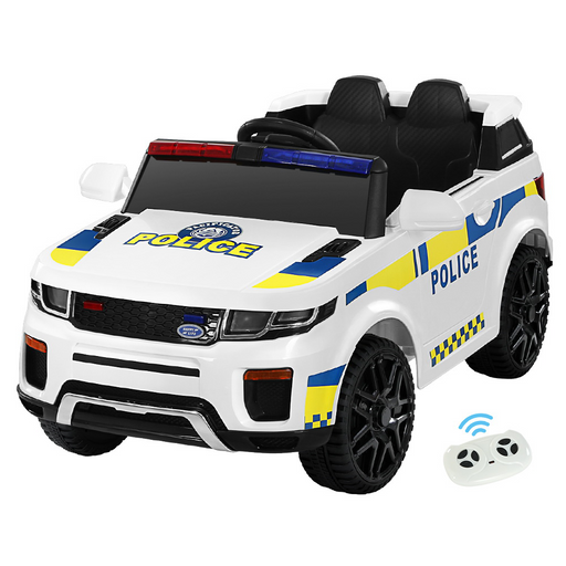 Rigo 12v Kids Electric Police Patrol Ride On Car with Remote - White