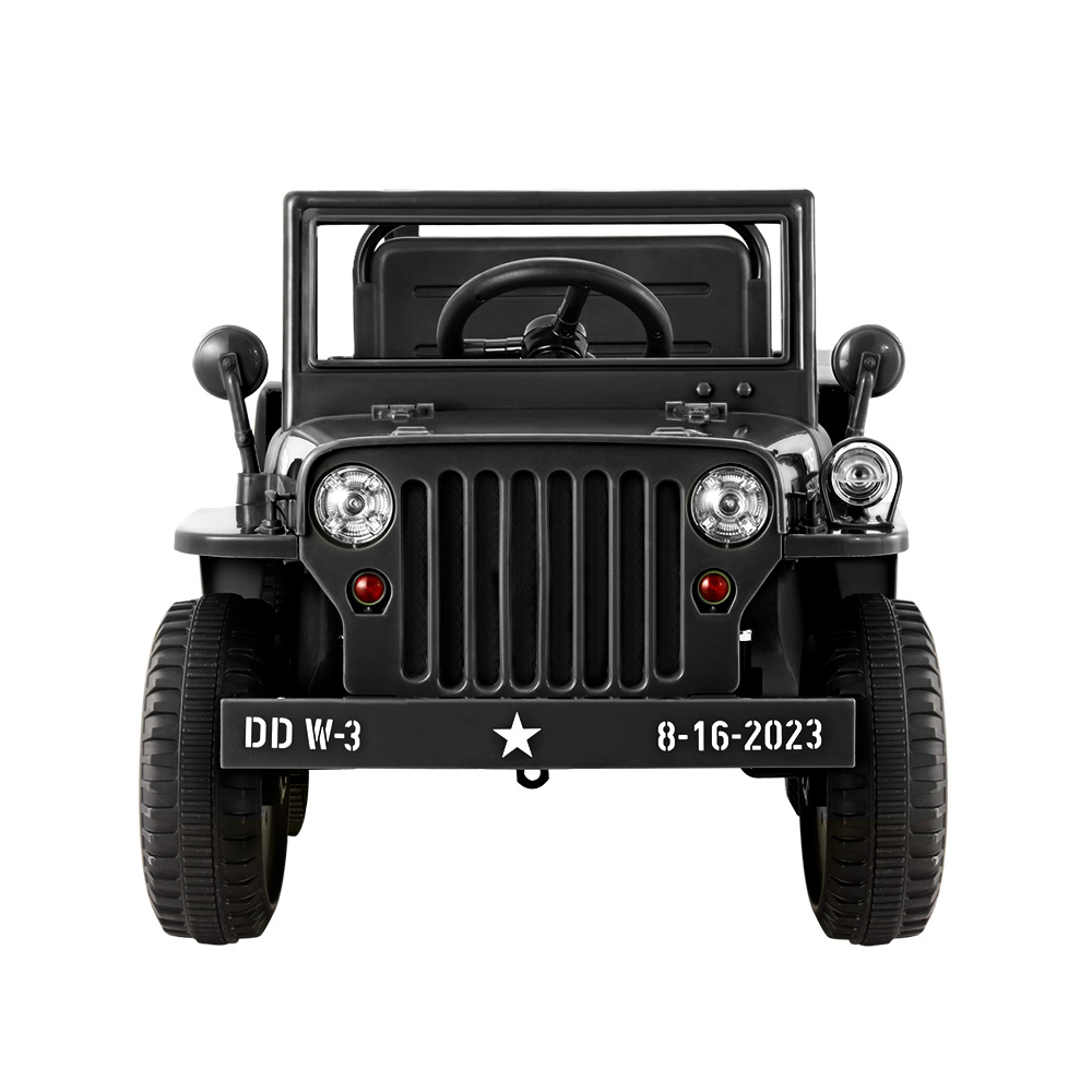 Rigo 12v Kids Military Jeep Off Road Ride On Car with Remote - Black