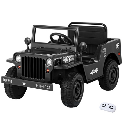 Rigo 12v Kids Military Jeep Off Road Ride On Car with Remote - Black