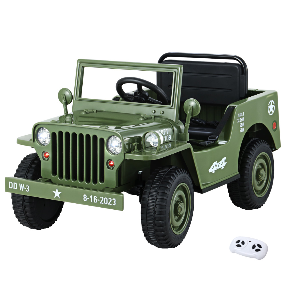 Rigo 12v Kids Military Jeep Off Road Ride On Car with Remote Olive Kids Car Sales
