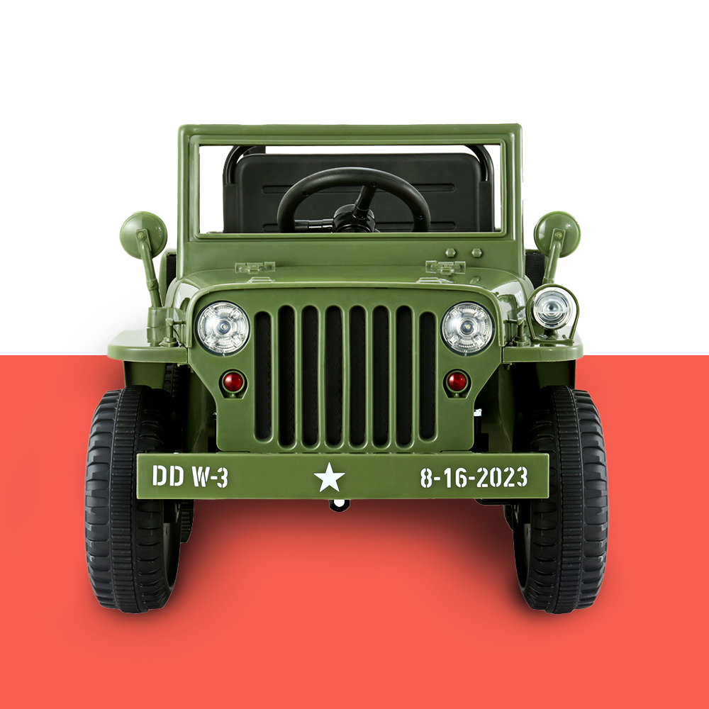 Rigo 12v Kids Military Jeep Off Road Ride On Car with Remote - Olive