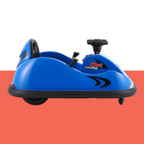 side view of Rigo 6v 360-Degree Rotation Spin Kids Electric Bumper Kart with Remote - Blue