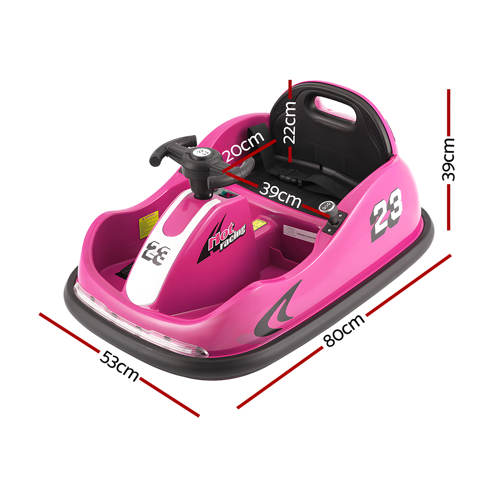 dimensions of Rigo 6v 360-Degree Rotation Spin Kids Electric Bumper Kart with Remote - Pink