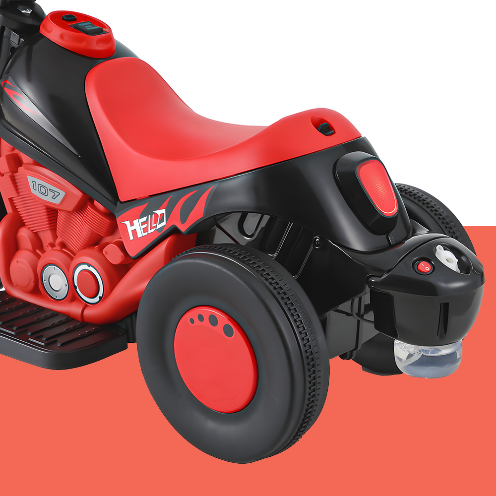 rear view of Rigo 6v Kids Electric Motorbike with Bubble Maker - Red