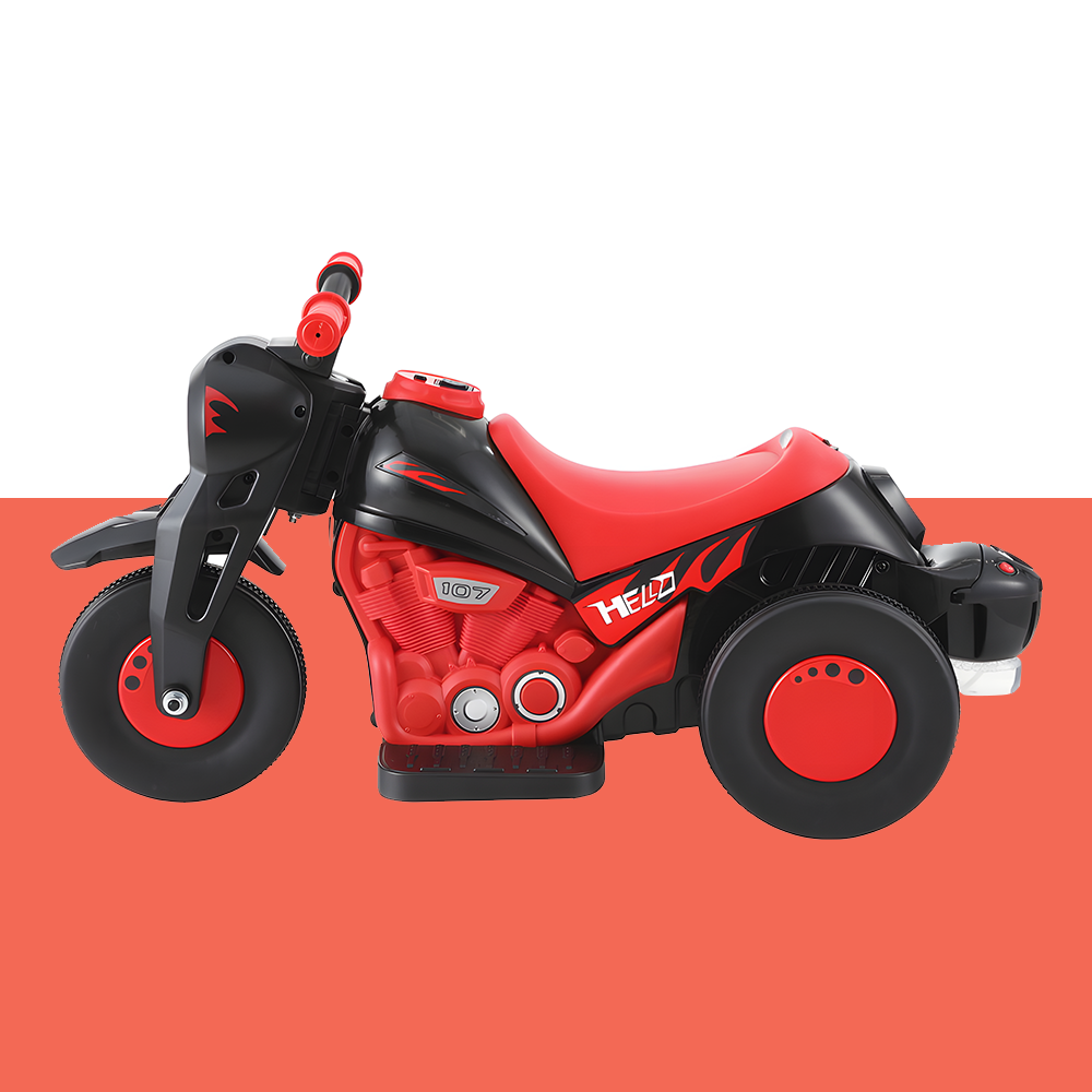 side view of Rigo 6v Kids Electric Motorbike with Bubble Maker - Red