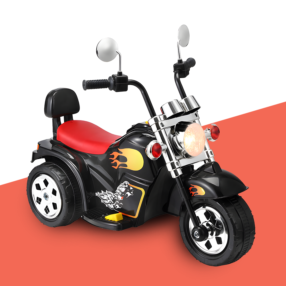 side view of Rigo Harley Inspired 6v Kids Electric Ride On Motorbike - Black