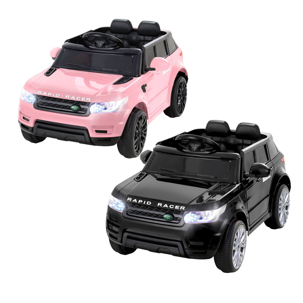 Pink and black toy cars with 'Rapid Racer' branding on a white background