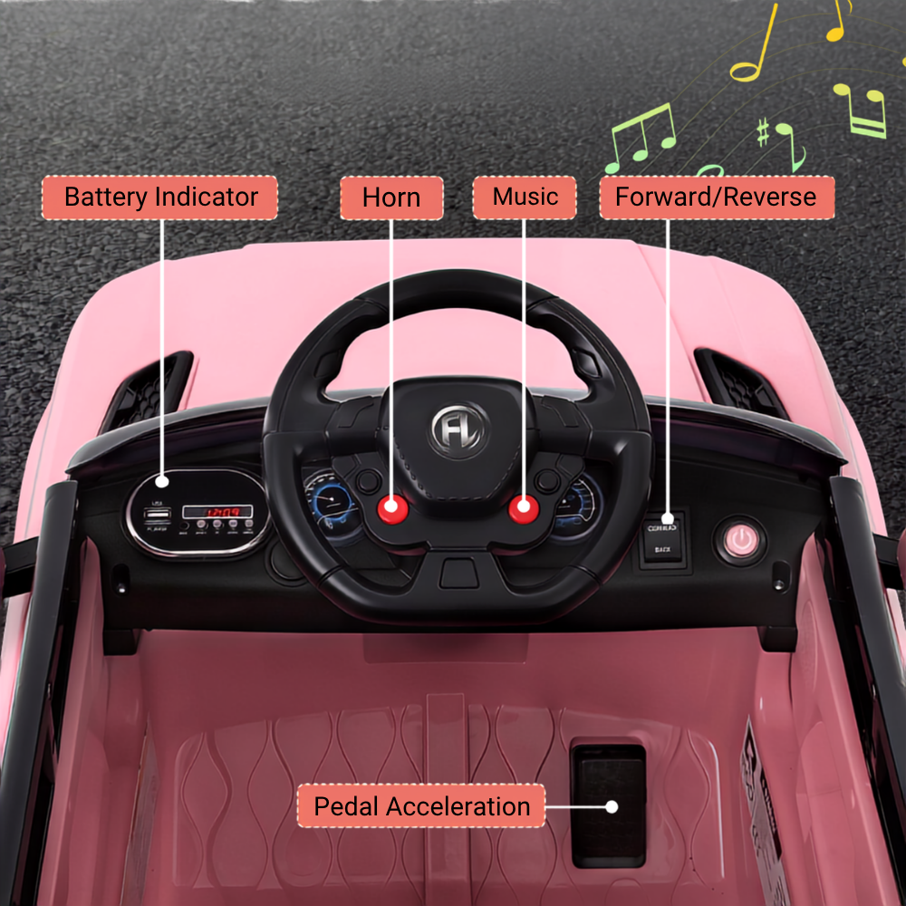 Rigo 6v Kids Ride On Car 2-Pack with Remote - Black & Pink