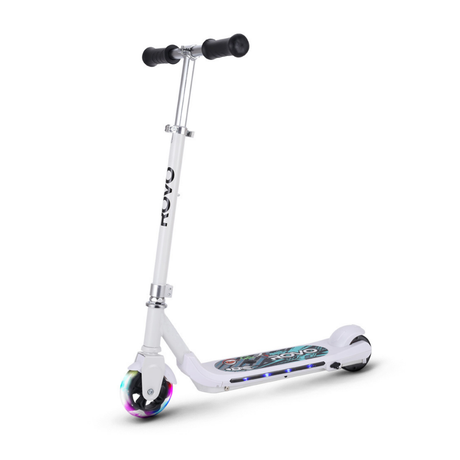 White scooter with colorful wheels on a white background