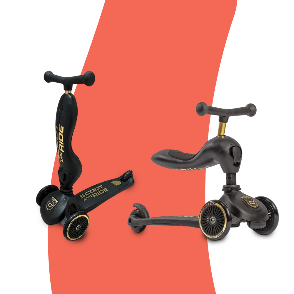 Scoot & Ride Highwaykick 1 Convertible Scooter & Balance Bike - Black