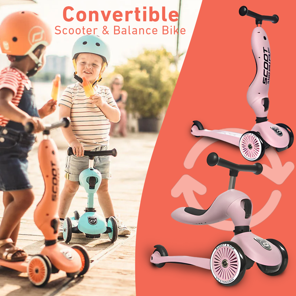 convertible Scoot & Ride Highwaykick 1 Convertible Scooter & Balance Bike - Rose