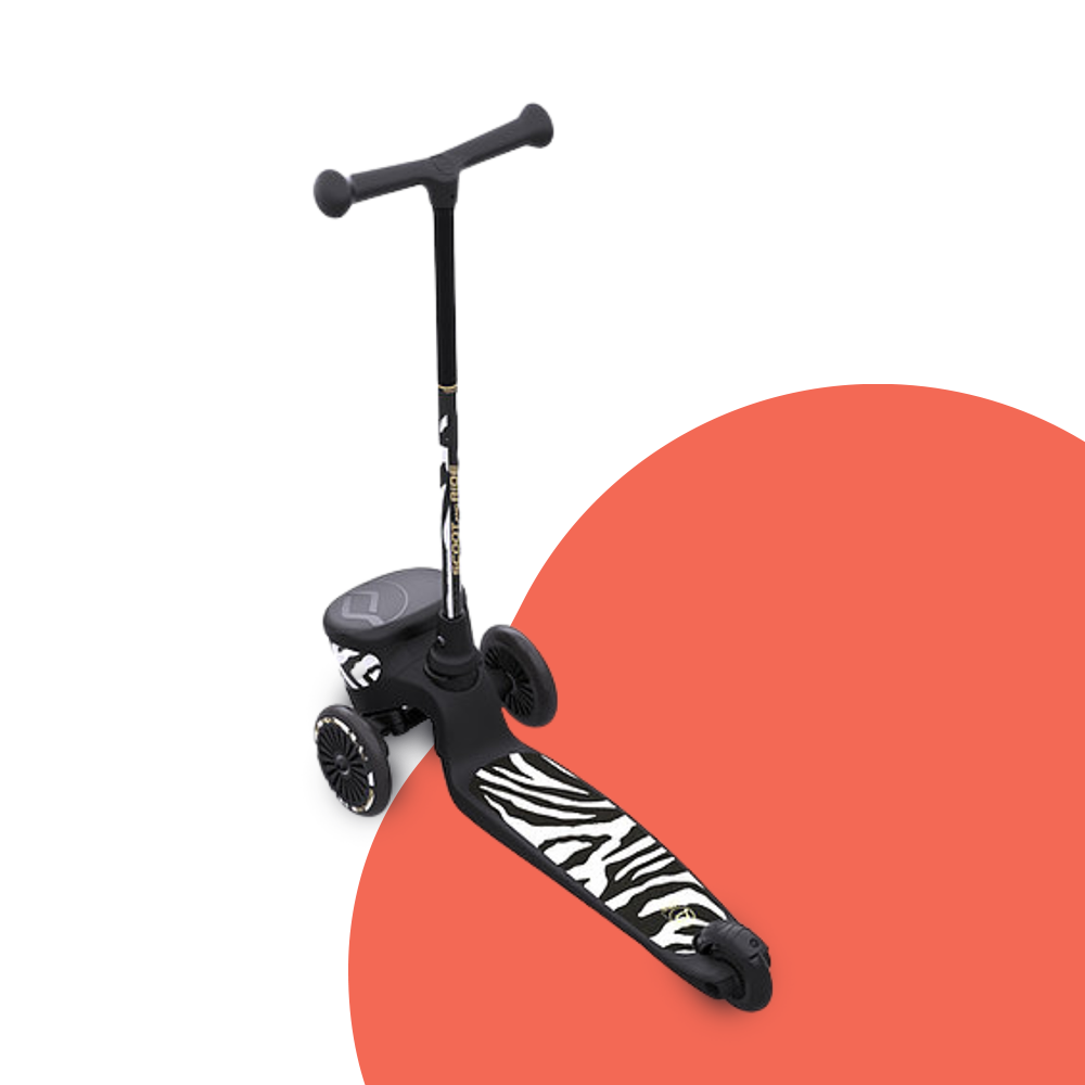 rear view of Scoot & Ride Highwaykick 2 Kids 3-Wheel Scooter with Storage - Zebra