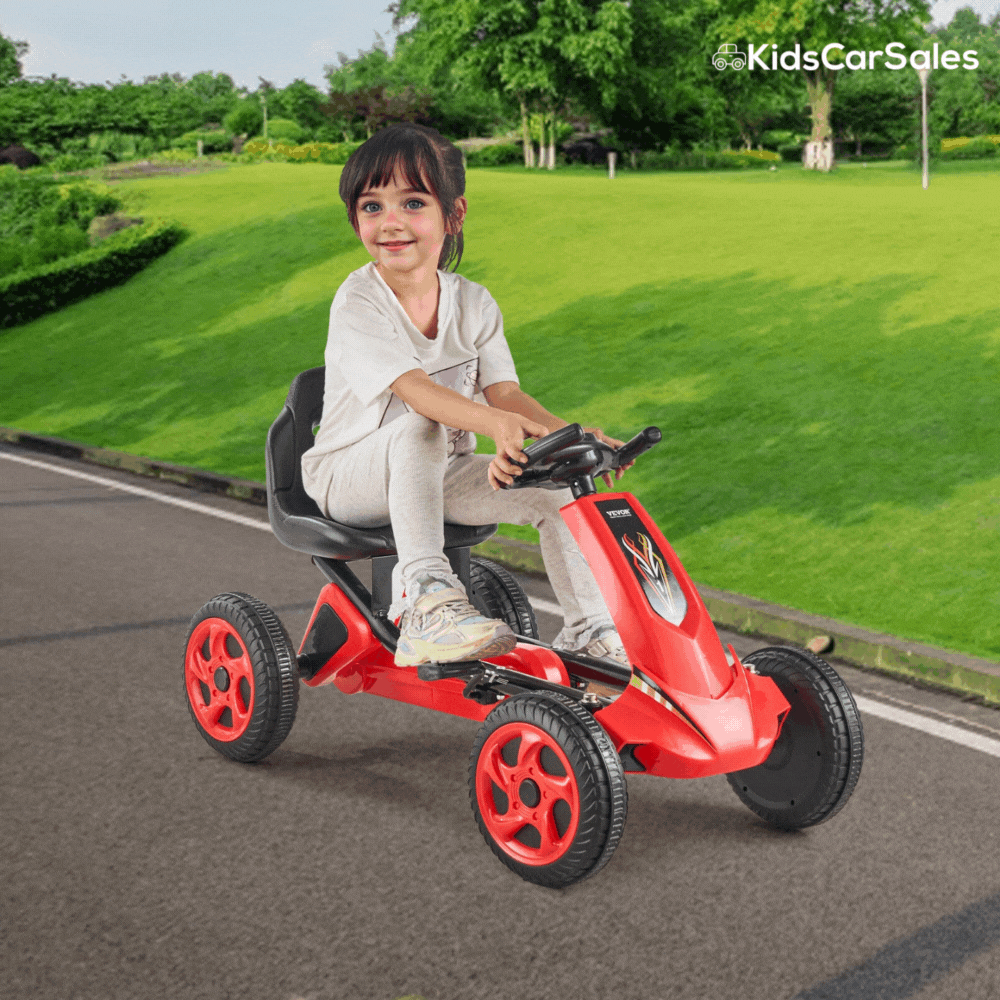 VEVOR Kids Ride On 4-Wheel Pedal Powered Go Kart - Red