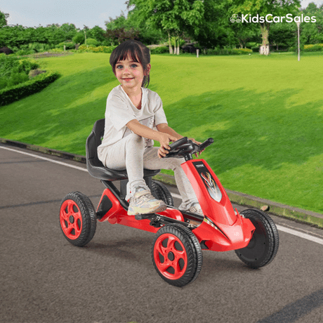 VEVOR Kids Ride On 4-Wheel Pedal Powered Go Kart - Red