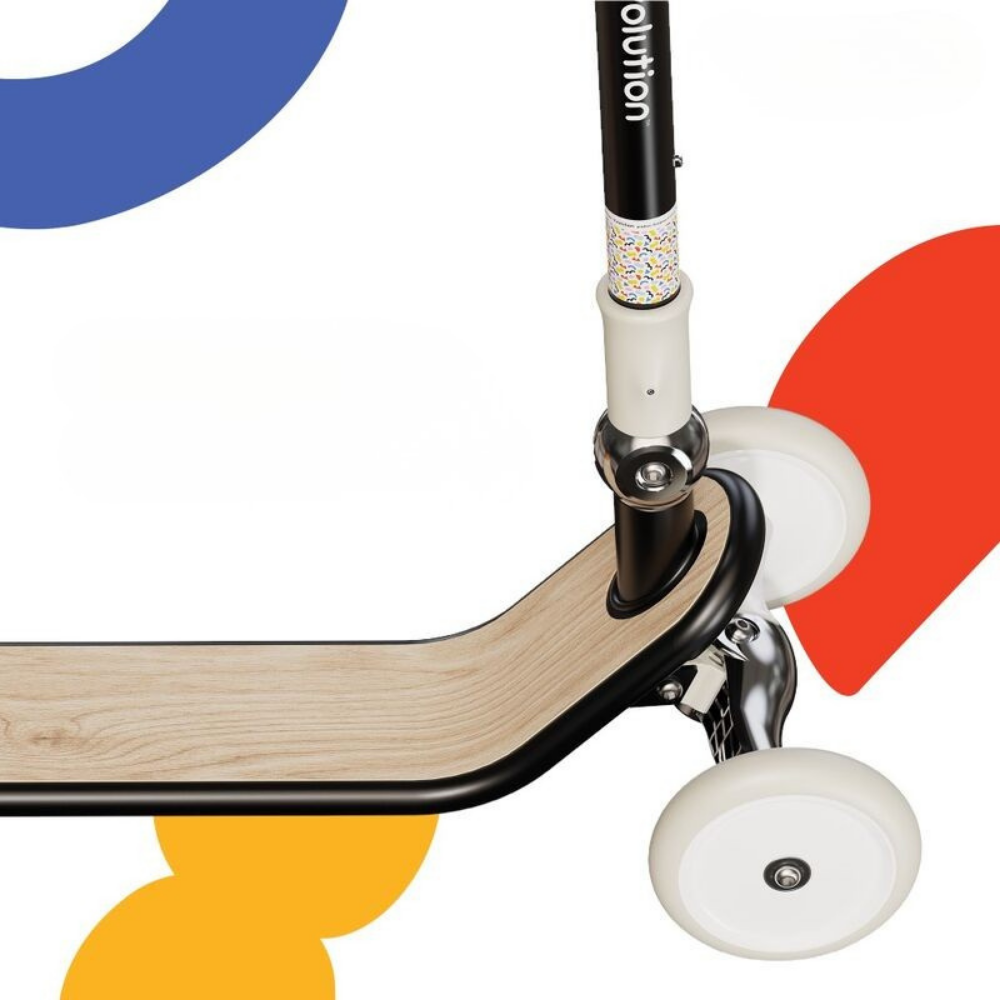 Close-up of a scooter with colorful abstract background