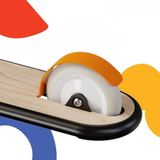 Wooden slider with a wheel on a colorful background