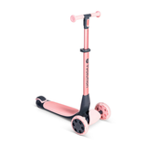 Pink and black scooter on a white background