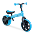 Blue and black balance bike with 'Yvolution' branding on a white background